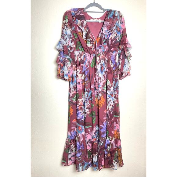 Soft Surronding Women's Floral Ruffle Layer Chiffon Cottage Fairy Maxi Dress SP - Picture 2 of 16